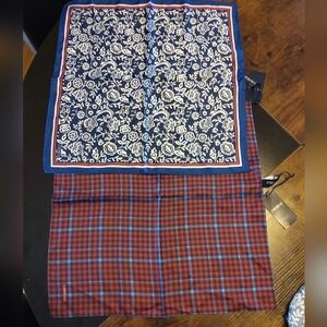 NWT 2 Cremieux Patterned Silk Pocket Squares Firm Price